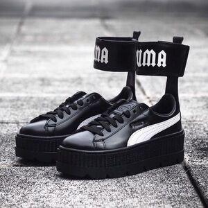 Puma x Rihanna Fenty Ankle Strap Creeper Black Platform Sneakers